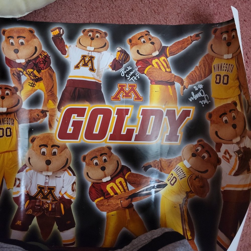 Golden Goldy Gopher Poster University of Minnesota Autographed